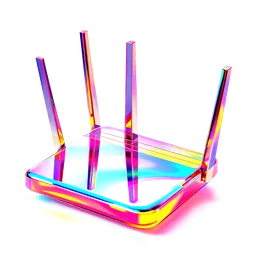 A glass router icon with antennas