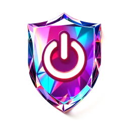 A glass shield with a power symbol