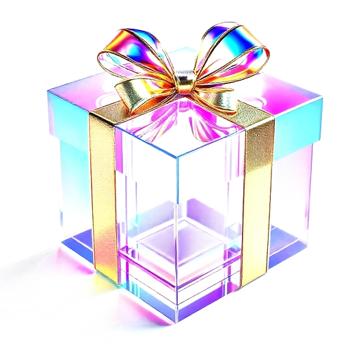 A glass gift box with rainbow refraction