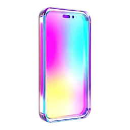 A glass iPhone icon — a smartphone with an iridescent screen