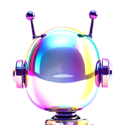 A glass Android icon — a robot head with antennae