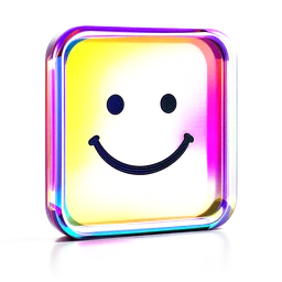 A glass macOS icon — a smiling face like Finder
